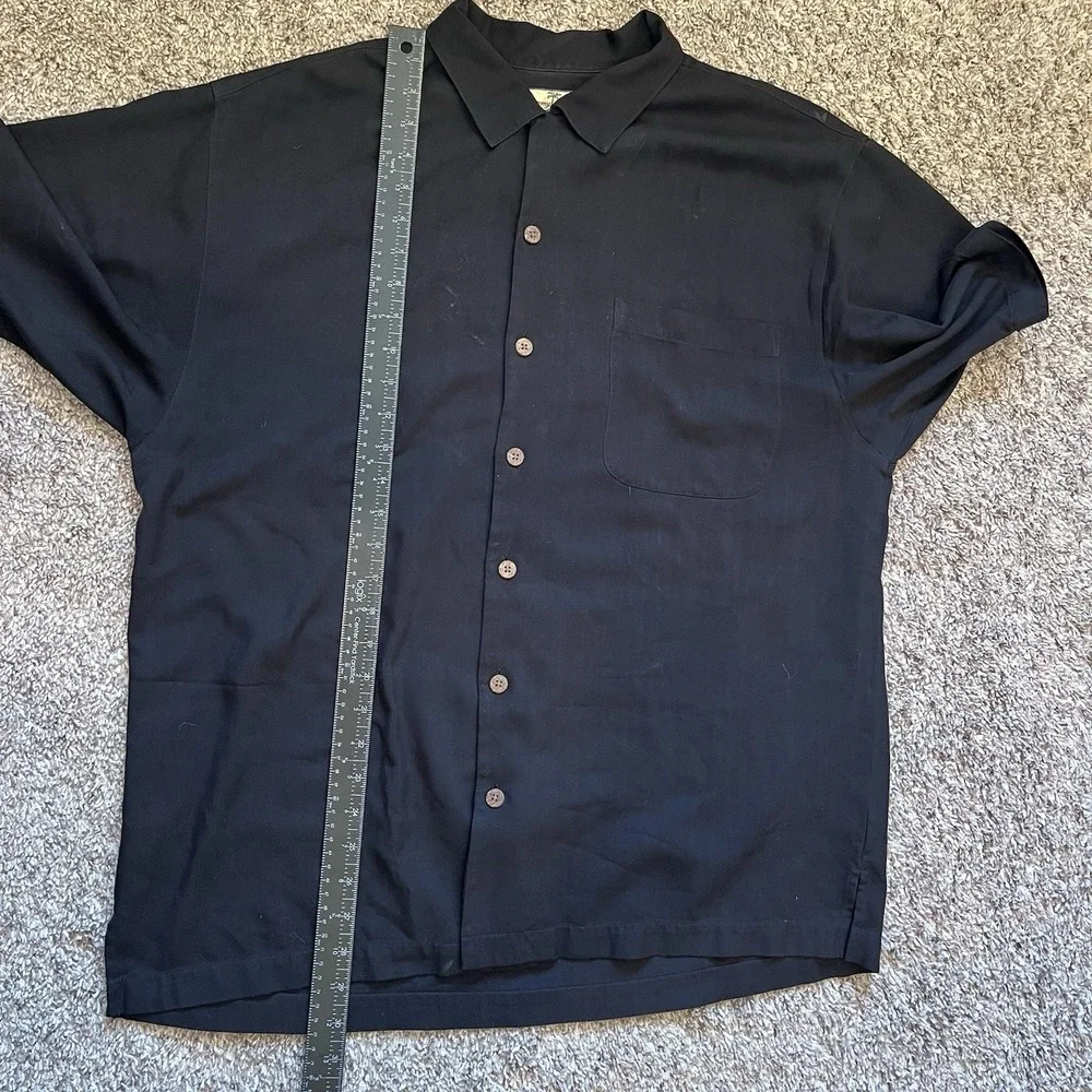 Tommy Bahama Silk Button Up Shirt Men's Large Black Golf "Birdie Watching" - Picture 9 of 10